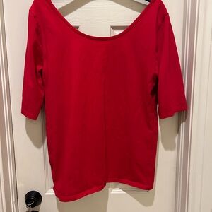 Ann Taylor Vibrant Red scoop neck tee
